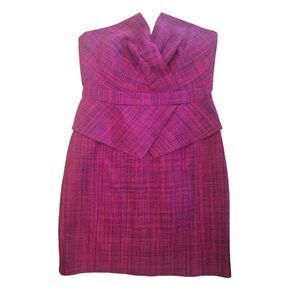 Trina Turk strapless peplum  fuschia tweed mini dress size 12